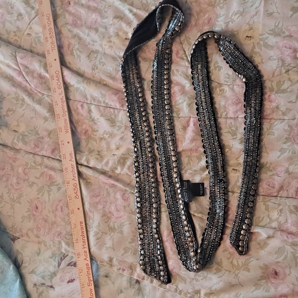 White House Black Market fabric beaded sequined belt